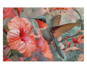 Hummingbird Flower Jigsaw Puzzle 1000 Piece for Adults Art Puzzle Colorful Animal in Flowers Puzzle Gift Idea for Bird Lovers,Christmas Gift