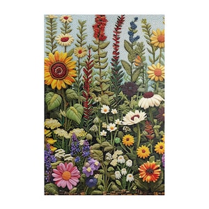 Wildflowers Colorful Garden Jigsaw Puzzle 1000 Piece Puzzle for Adults Spring Flower Puzzle Gift Idea Cottagecore Puzzle Wall Art Puzzle