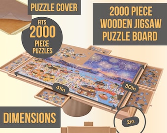 2000 Piece Puzzle Jigsaw Board with 6Drawers Rotating Wooden Puzzle Table Jigsaw Portable Puzzle Table Cover,Christmas Gift,Fathers Day Gift