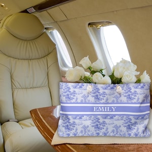 Gepersonaliseerde vrijgezellenfeest toile weekendtas gepersonaliseerde toile de jouy-tas huwelijkscadeau aanstaande uitje tas roze bloemen toile-decor voor reizen