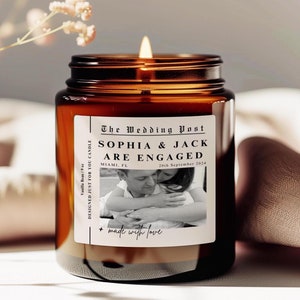 Gepersonaliseerd verlovingscadeau kaars aangepaste naam datum foto kaars, verloofde koppels cadeau voor haar verlovingskaars cadeau aangepaste locatiekaart