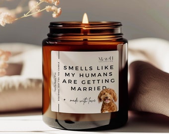 Personalized Dog Parents Engagement Candle, Custom Pet Photo Engagement Gift, She Said Yes Present, Dog Mom And Dad Bridal Gift Dogs Candle