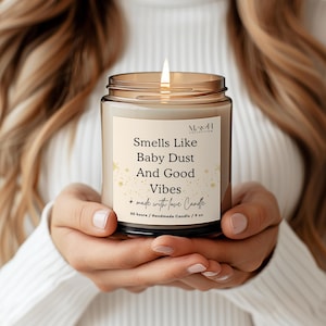 Świeca zapachowa Smells Like Baby Dust And Good Vibes, Pakiet pielęgnacyjny IVF, Prezent na płodność, Świeca na płodność, Prezent dla przyszłej mamy, Prezenty na niepłodność, IVF ma to