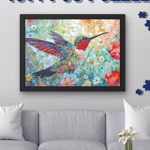 Hummingbird Jigsaw Puzzle 1000 Piece for Adults and Kids Art Puzzle Embroidered Colorful Animal Family Puzzle Nature Puzzle Gift Idea Bird