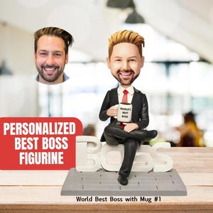 Custom Bobblehead Personalized Best Boss Figurine with Engraved Text Male BossWorld’s Best Boss Gift Custom Boss Doll Funny Office DeskDécor