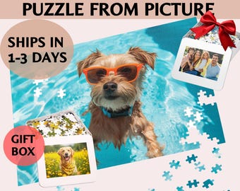 Custom Puzzle From Photo Jigsaw Personalized Picture Gift Dog Cat Photo Portraits Family Pets Puzzle Custom Photo Puzzle Anniversary Gift