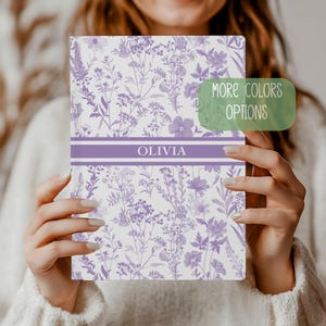Purple Toile Personalized Journal Customized Coquette Notebook for Women Custom Name Journal Bridesmaid Proposal Wedding Bridal Party Gift