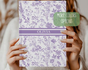 Purple Toile Personalized Journal Customized Coquette Notebook for Women Custom Name Journal Bridesmaid Proposal Wedding Bridal Party Gift