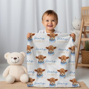 Highland Kuh Decke Jungen Tiername Baby Decke Personalisierte Baby Kuh Jungen Decke Kleinkind Neugeborenen Swaddle Kleinkind Geburtstag Geschenk Fram Thema