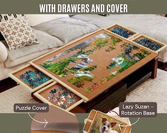 VEVOR 1000-Piece Puzzle Board with 5-Drawers and Cover 29 x 21.6 in. Rotating Wooden Jigsaw Puzzle Plateau ZMPTB1000J00CQ5Y1V0 VEVOR 1000-Piece Puzzle Board with 5-Drawers and Cover 29 x 21.6 in. Rotating Wooden Jigsaw Puzzle Plateau ZMPTB1000J00CQ5Y1V0