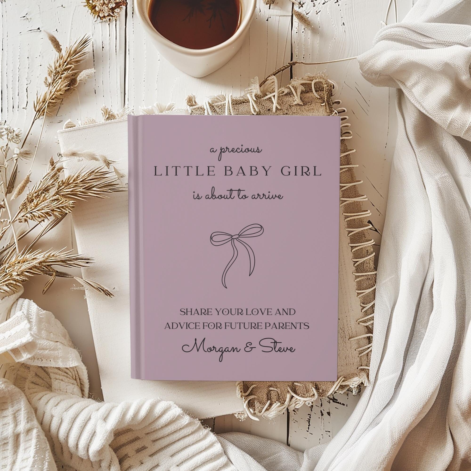 Personalized Baby Shower Guest Book Custom Wishes for Baby Advice for Parents Pink Bow Decor Keepsake Journal Gender Reveal Sign In Book