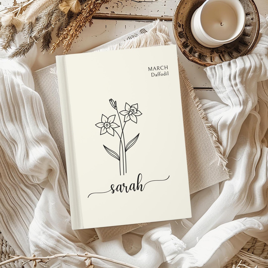Customized Birth Month Flower Journal Personalized Birth Month Flower ...