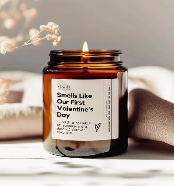 Duftet wie unsere erste Kerze zum Valentinstag Valentinstag Kerze Kerze für Ihn Freund Geschenk Jahrestag Geschenk Vday Geschenke