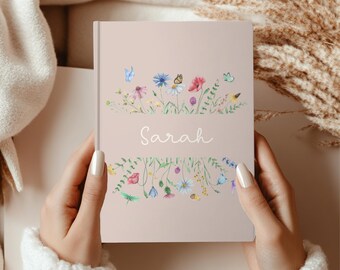 Wildblumen personalisiertes Journal, benutzerdefiniertes Notizbuch für Frauen, Blumen Dankbarkeit Journal einzigartiges Brautjungfer Vorschlag Geschenk für Mutter Freundin Mitarbeiterin