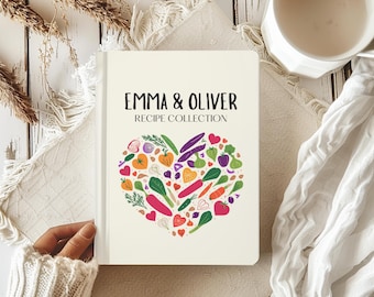 Personalized Recipe Book Binder Custom Family Cookbook Name Recipe Book Cooking Journal Heart Bridal Shower Gift Notebook for Couple Gift