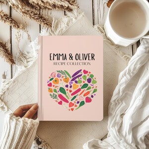 Personalized Recipe Book Binder Custom Family Cookbook Name Recipe Book Cooking Journal Heart Bridal Shower Gift Notebook for Couple Gift