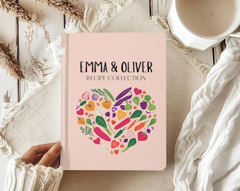 Personalized Recipe Book Binder Custom Family Cookbook Name Recipe Book Cooking Journal Heart Bridal Shower Gift Notebook for Couple Gift