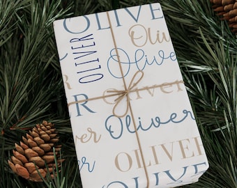 Collage de nombres personalizado Papel de regalo personalizado Papel de regalo con nombre Papel de regalo personalizado Papel de regalo para cumpleaños Fiestas Primavera Papel de regalo