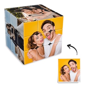 Anpassad Rubiks kub med foto, personlig kubpussel, present med 6 bilder, unik mors dag, årsdag, alla hjärtans dag, födelsedagspresent till honom och henne