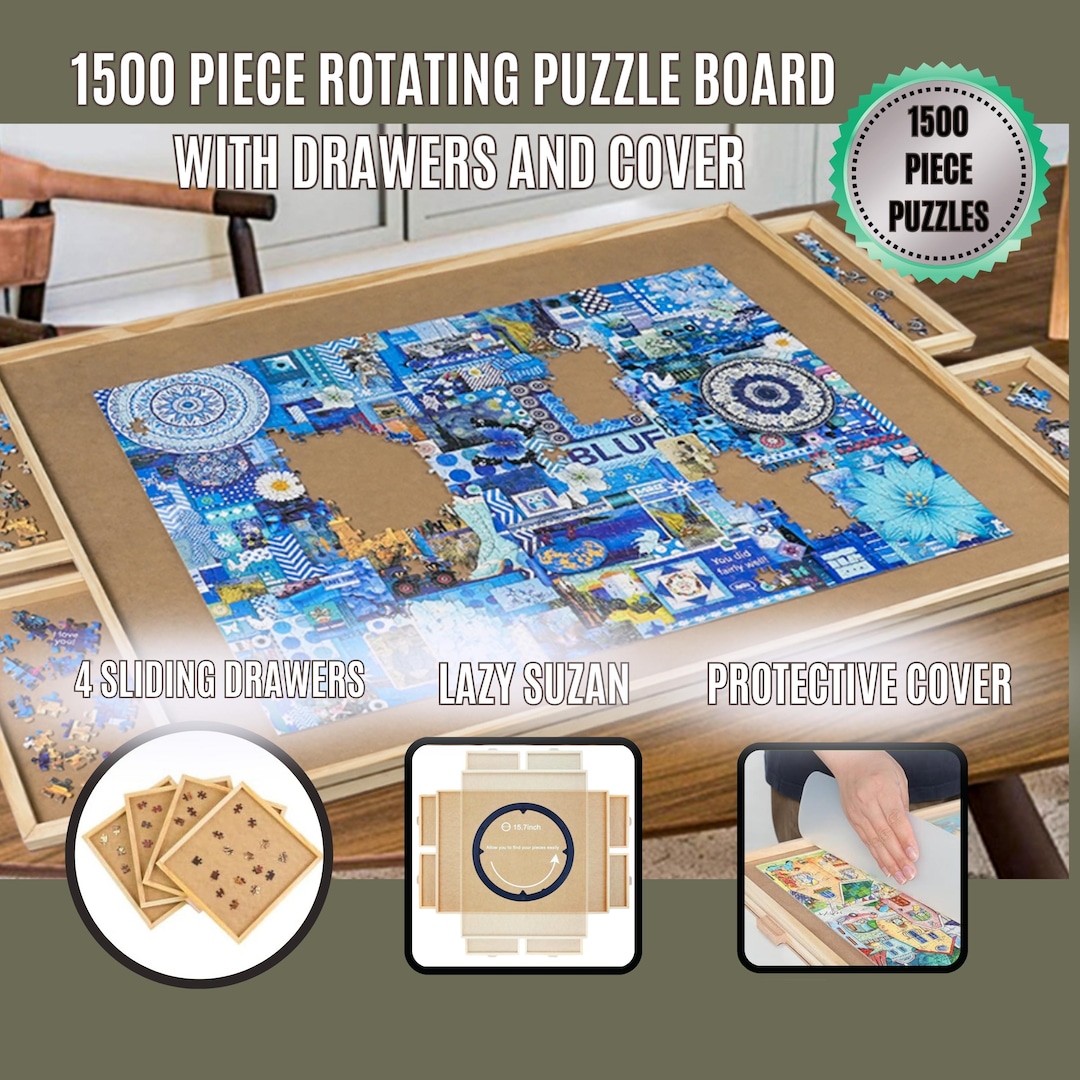 PITAPITA Puzzle Board 1500 Piece, Rotating Puzzle Board With Drawers