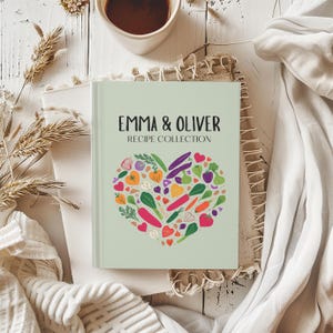 Personalized Recipe Book Binder Custom Family Cookbook Name Recipe Book Cooking Journal Heart Bridal Shower Gift Notebook for Couple Gift