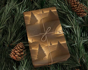 Magical Woodland Christmas Wrapping Paper Roll Rustic Vintage Christmas Gift Wrap Roll Holiday Gift Wrap Luxury Christmas Wrapping Paper