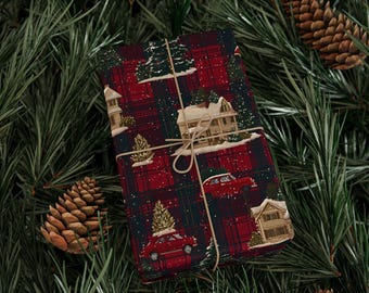 Woodland Christmas Wrapping Paper Roll Rustic Vintage Christmas Gift Wrap Roll Holiday Gift Wrap Luxury Christmas Wrapping Paper