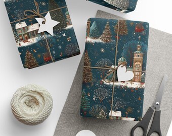 Woodland Christmas Wrapping Paper Roll Rustic Vintage Christmas Gift Wrap Roll Holiday Gift Wrap Luxury Christmas Wrapping Paper