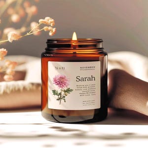 Personalized Birthdate Candle, Birth Month Flower Name Candle, Customized November Birthday Candle, Unique Birthday Gift for Her,Mom,Sister