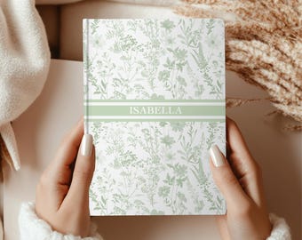 Toile De Jouy Journal Bridesmaid Gift Personalized Journal Custom Notebook Name Diary Gift Toile de Jouy Floral Gratitude Journal Gift