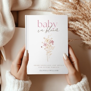 Personalized Baby Shower Guest Book Baby in Bloom Custom Wishes for Baby Advice for Parents Keepsake Journal Gender Reveal Sign In Book