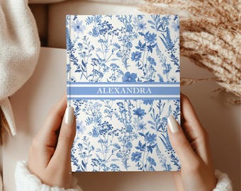 Brautjungfer Geschenk Personalisiertes Journal Kundenspezifisches Notizbuch Name Tagebuch Einzigartige Brautjungfer Vorschlag Geschenk Toile de Jouy Blumen Dankbarkeit Journal Geschenk