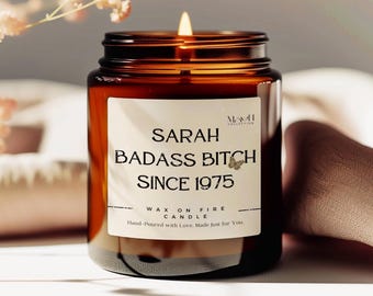 Funny 50th Birthday Candle Badass Bitch Since 1975 Funny Birthday Candle Sister Friend Birthday Candle Fifty and Fabulous Turning 50 Gift