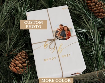 Hochzeit Geschenkpapier Personalisierte Foto Geschenkpapier Brautparty Geschenkverpackung Engagierte Geschenkpapier Mr & Mrs Geschenkpapier