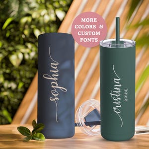 Gobelet mince mat 20 oz avec nom personnalisé, gobelet de voyage personnalisé avec gobelet isotherme à la paille pour mariage, cadeau d&#39;anniversaire de collègues