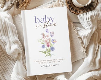 Vildblommor Baby in Bloom Råddagbok Babyshower Gästbok Minnessak Nyblivna Föräldrar Gåva Önskemål Tips Bok Könsavslöjande Anpassad Tom Dagbok