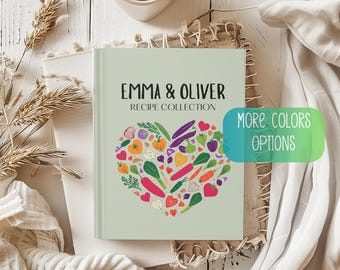 Personalized Recipe Book Binder Custom Family Cookbook Name Recipe Book Cooking Journal Heart Bridal Shower Gift Notebook for Couple Gift