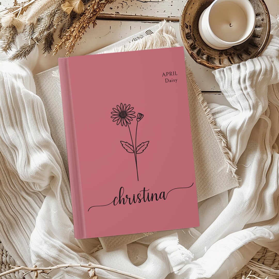 Personalized Birth Month Flower Name Notebook, Custom Travel Journal ...