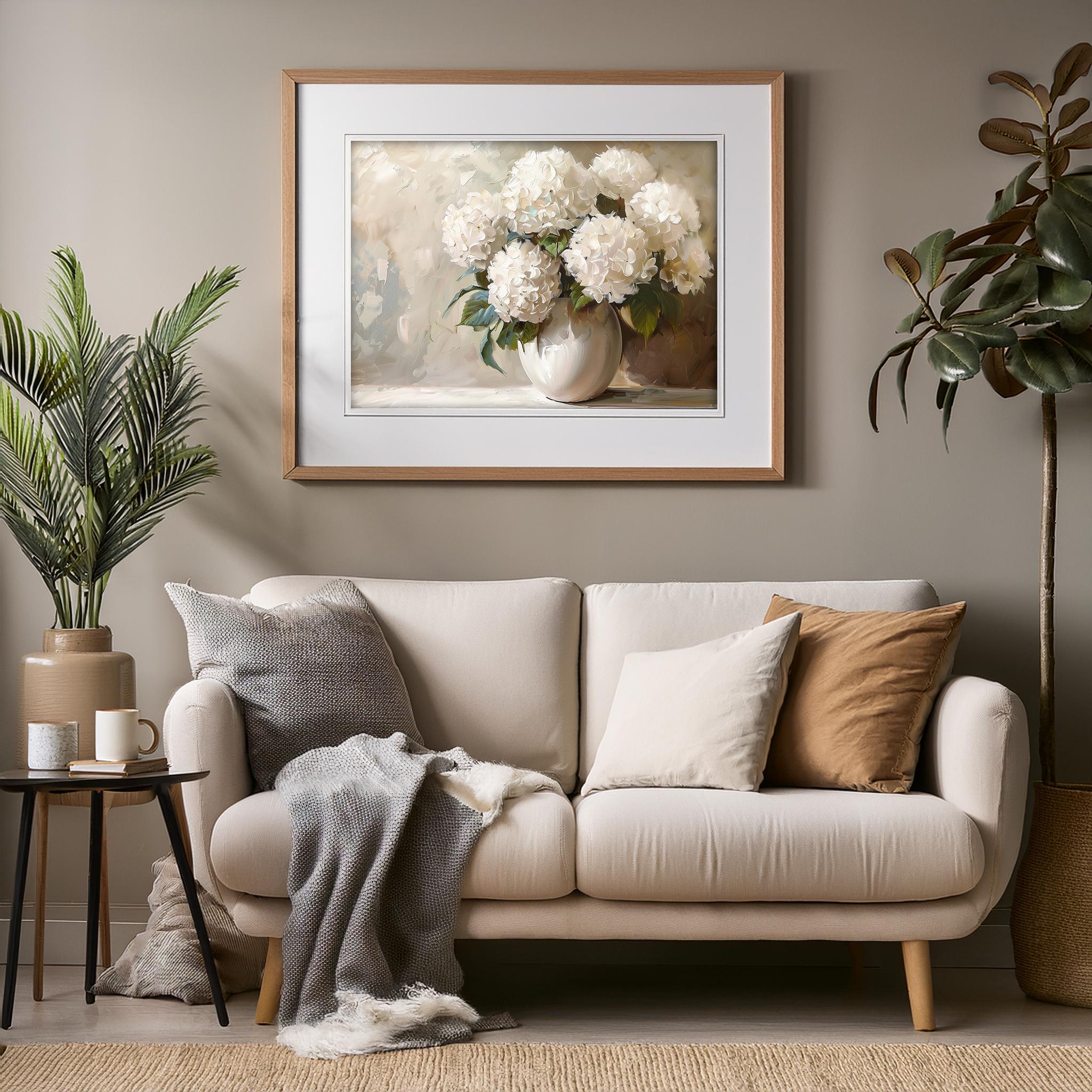 6x6 Clay Floral White Hydrangea Bouquet Artwork main image 0