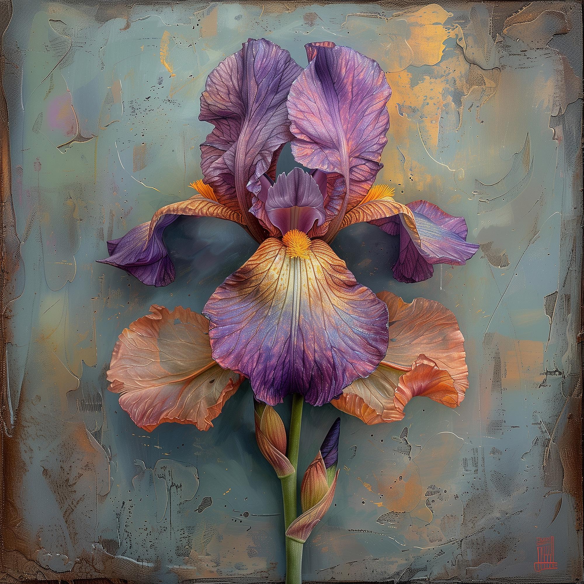 Purple Iris Oil Painting Style Print: Botanical Wall Art (digital ...