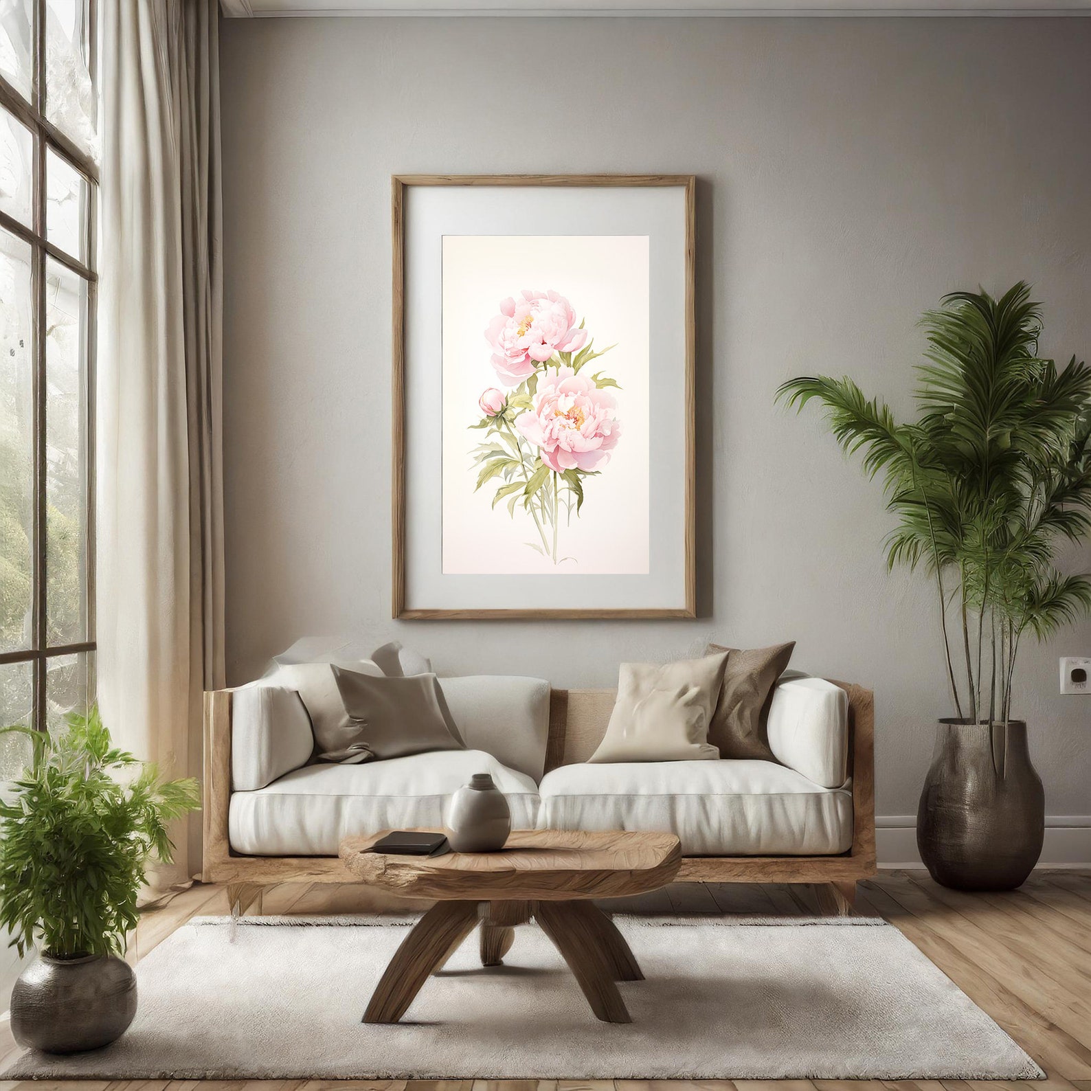 Watercolor Peonies Print: Soft Pink Floral Wall Art (digital Download ...