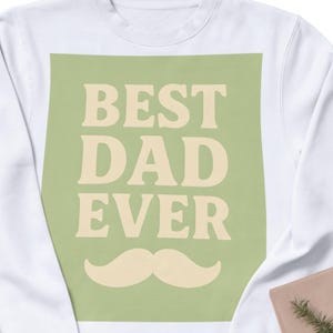 Bester Vater aller Zeiten PNG | Creme Text auf Lindgrün | Vatertag Sublimations Design | Retro Schnurrbart Papa Geschenk | Vatertagsgeschenk, Geschenk für Papa