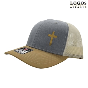 Embroidered Cross Hat - Richardson Adjustable Snapback Cap - Christian Hat