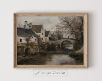 Printable European Village Painting, Vintage Rustic Kitchen Painting, Vintage Kitchen Art, Kitchen painting, Country Wall Decor PRINTABLEA33
