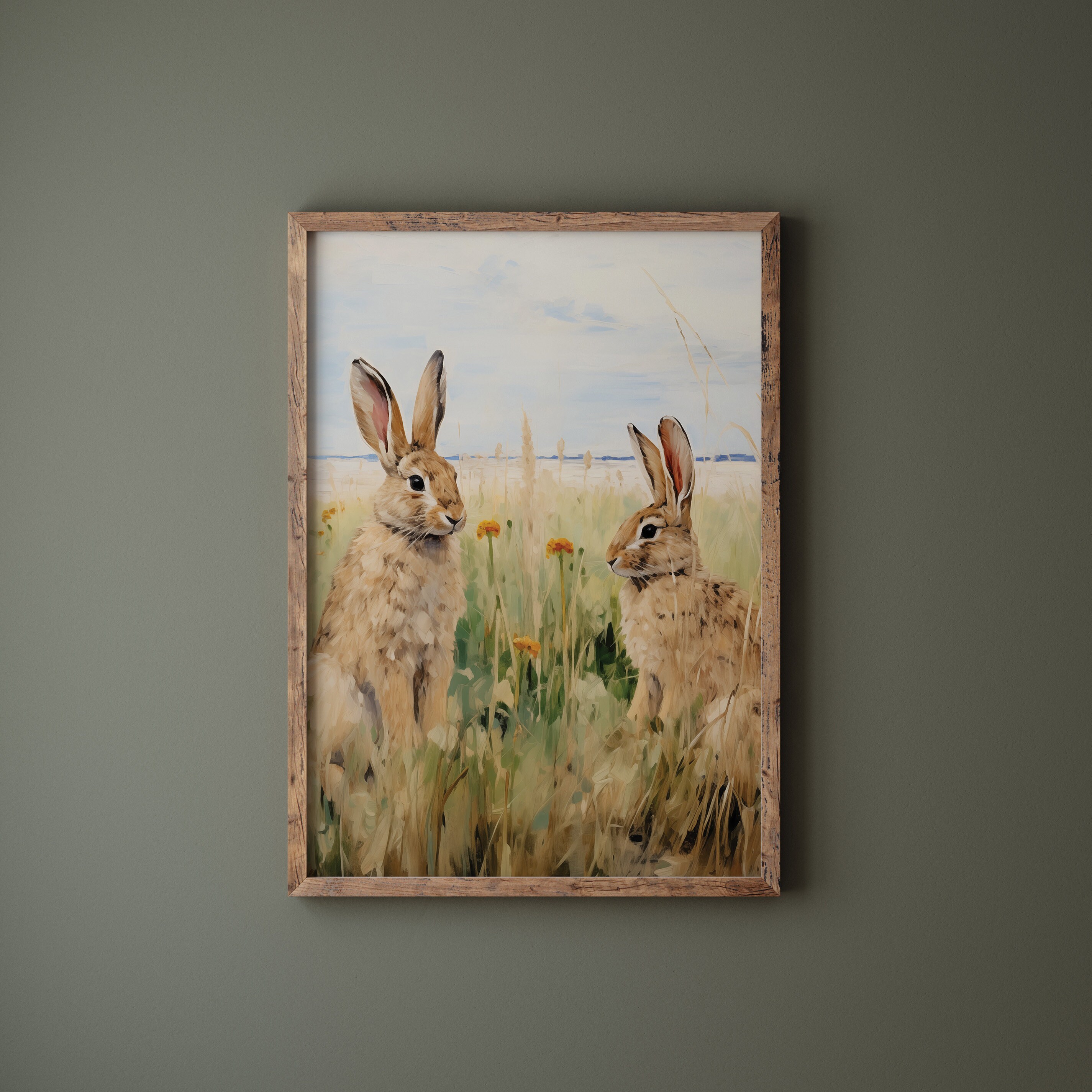 Printable Vintage Bunny, Spring Bunny Rabbits, Farmhouse Art, Cute ...