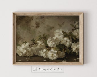 Printable Moody Floral Painting, Vintage Still Life Print, Floral Art Print, Moody Still Life Art Print, Printable Botanical Print | A19