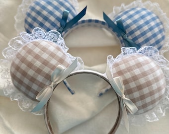 Gingham Coquette Ears: Handmade Fall Inspired Headband