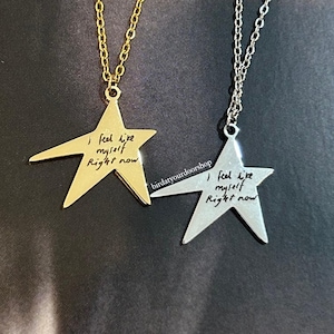 Myself right now necklace | handwriting pendant with cable link chain