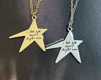 Myself right now necklace | handwriting pendant with cable link chain