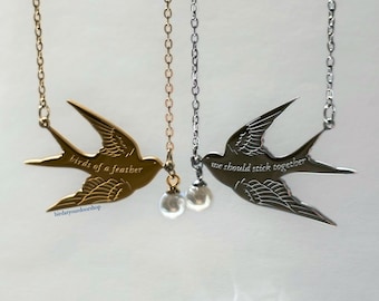 Birds Together matching friendship necklaces | Pendant with cable link chain